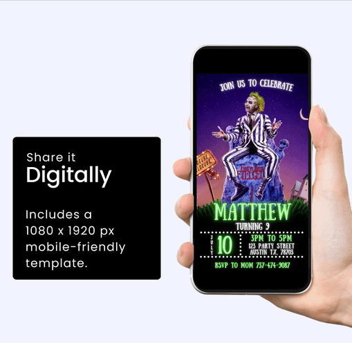 Beetlejuice 2 Birthday Invitation | Spooky Theme | Editable Canva Template | Instant Download | Beetlejuice Party Invite | DIY Birthday product image (2)