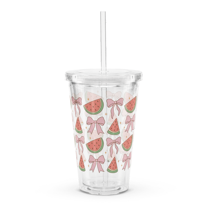 Bows & Watermelons Coquette Double Wall Clear Plastic Tumbler (16 oz) product image (1)