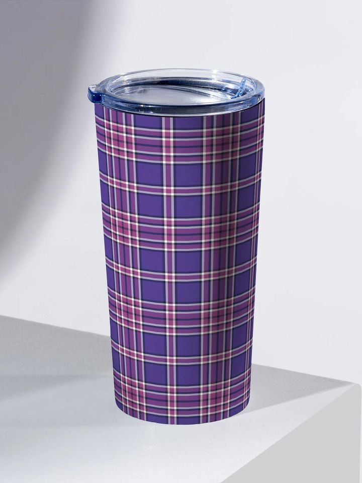 Purple Orchid and Violet Plaid Travel Tumbler product image (1)
