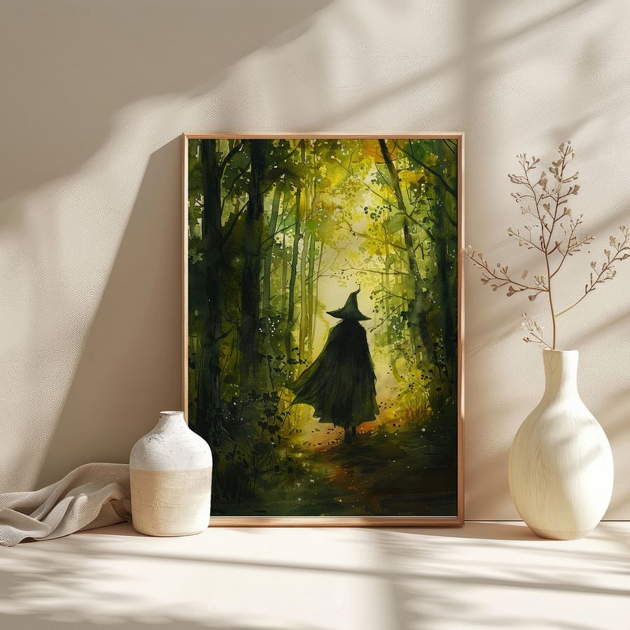Watercolor Forest Witch Ethereal Art Print product image (22)