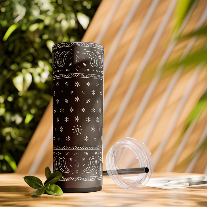 Chingona Tumbler Wrap PNG, Black Bandana Skinny Tumbler Sublimation Design, 20oz Digital Download product image (1)
