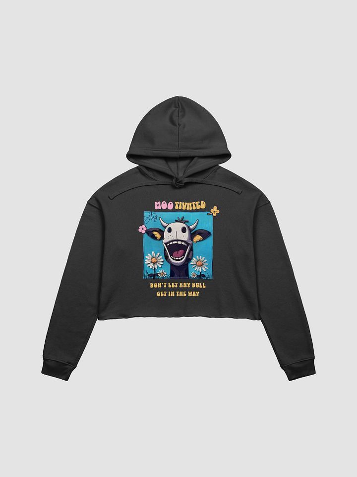 Happy Moo-tivated Cow Fleece Crop Hoodie product image (1)
