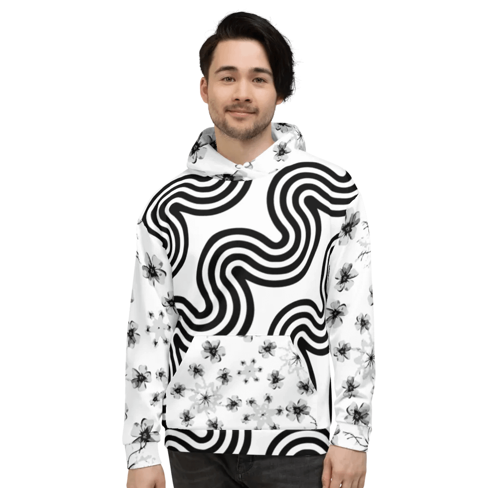 Monochrome Wave Unisex Hoodie product image (12)