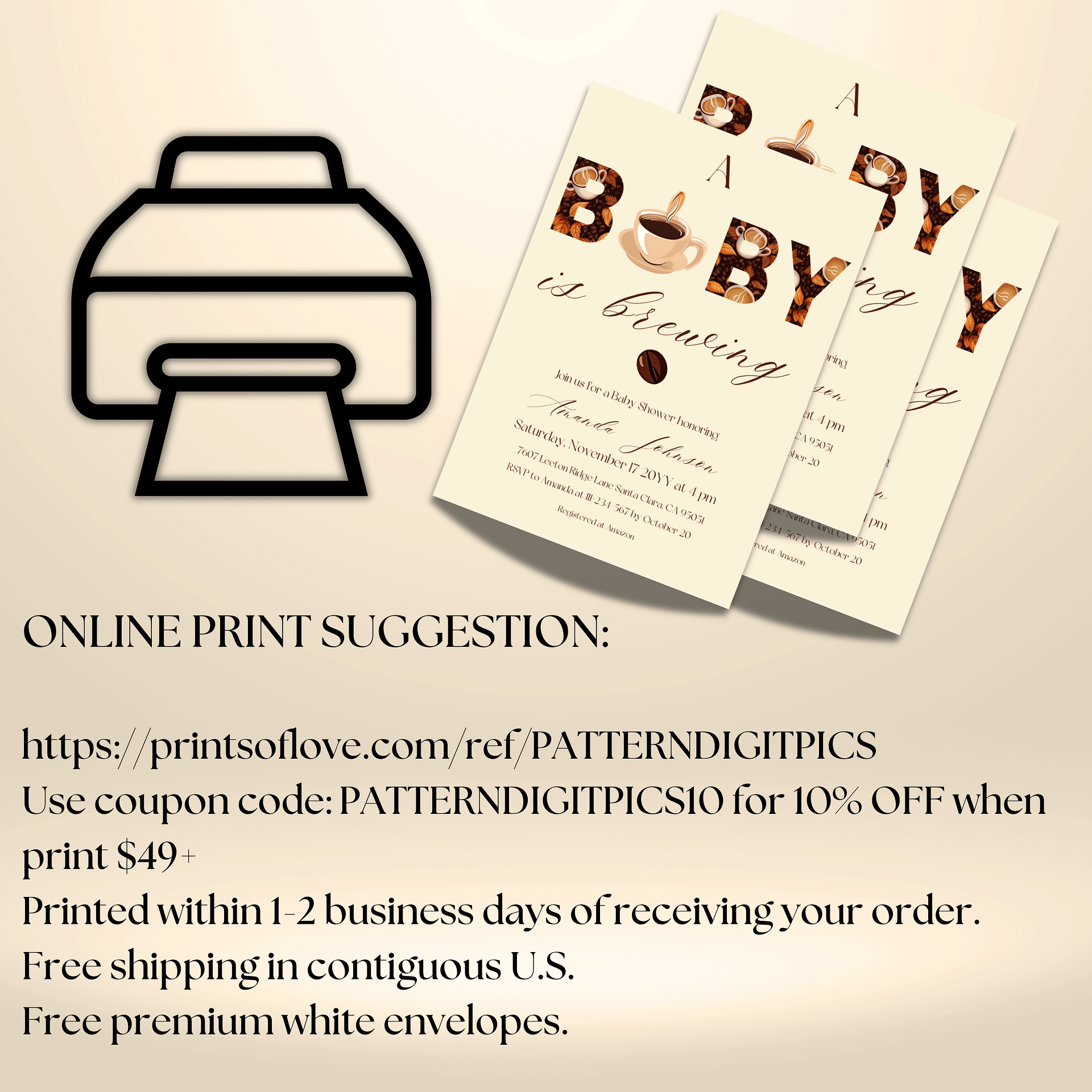 Coffee Themed Baby Shower Invite, Rustic Brown Baby Shower Party, A Baby is Brewing Brunch Invitation, Digital Download Canva Template product image (10)