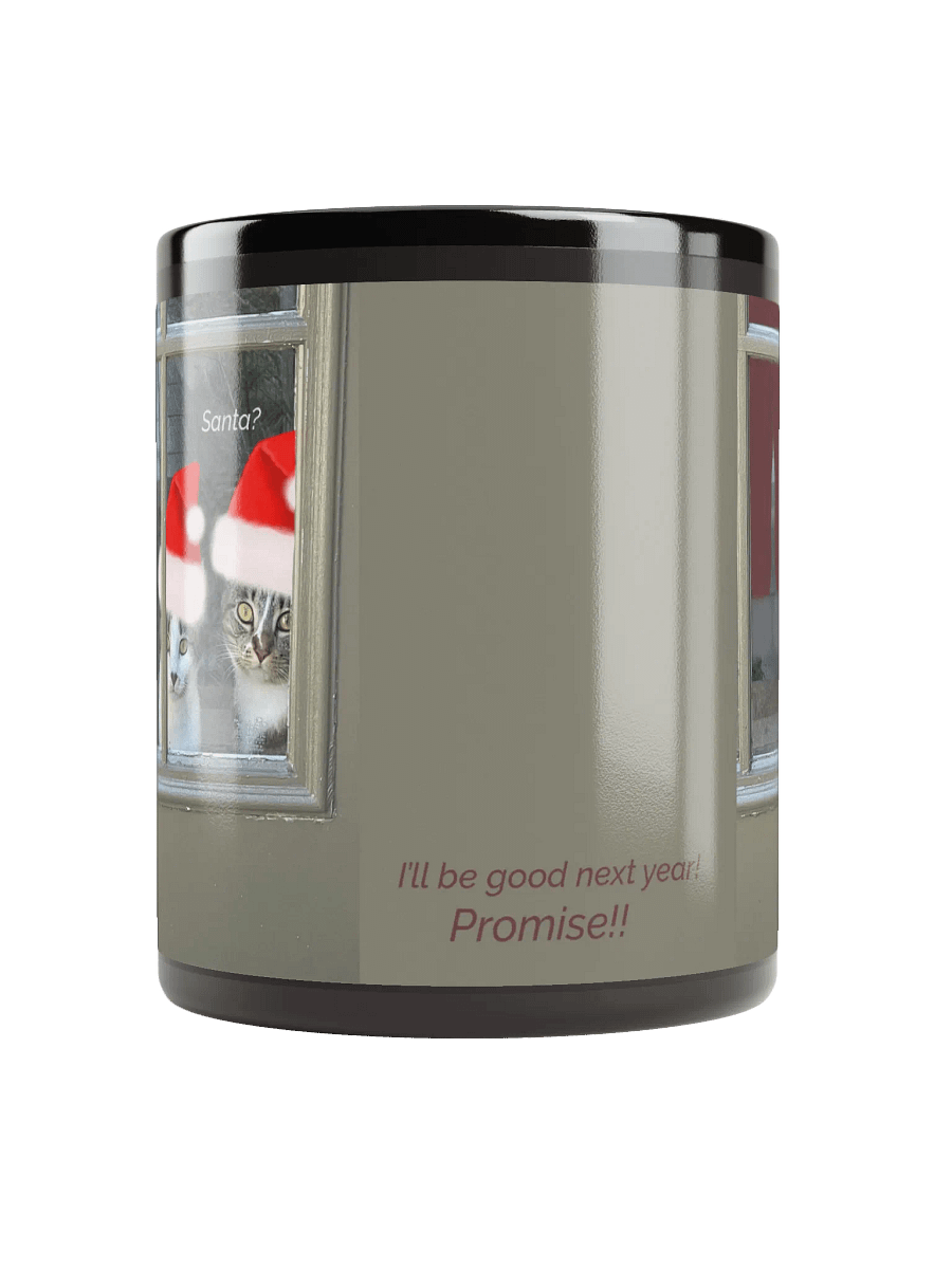 Kitty Christmas "I'll Be Good Next Year" Black Ceramic Mug product image (5)