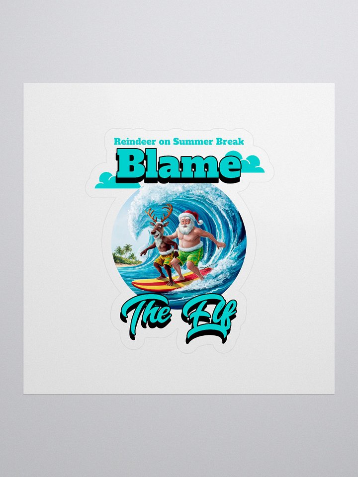 Surfing Santa and Reindeer Kiss Cut Stickers product image (2)