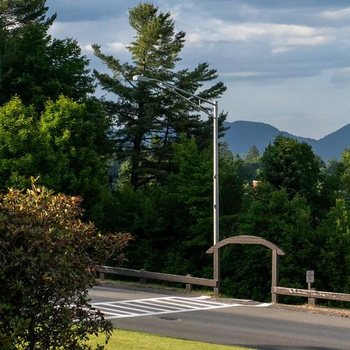 Swipe around to see this pano of mirror lake near lake placid