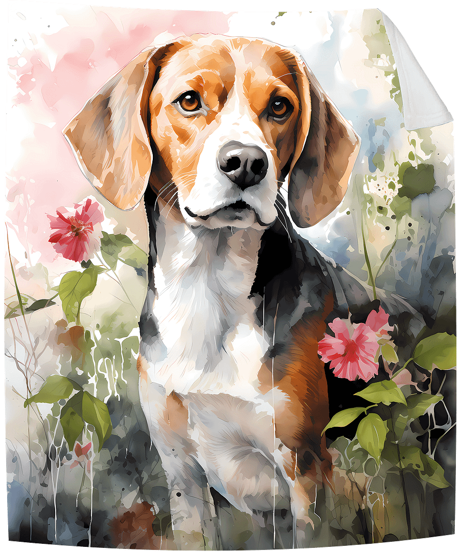 Beagle Dog Cute Puppy Floral Design Throw Blanket product image (1)