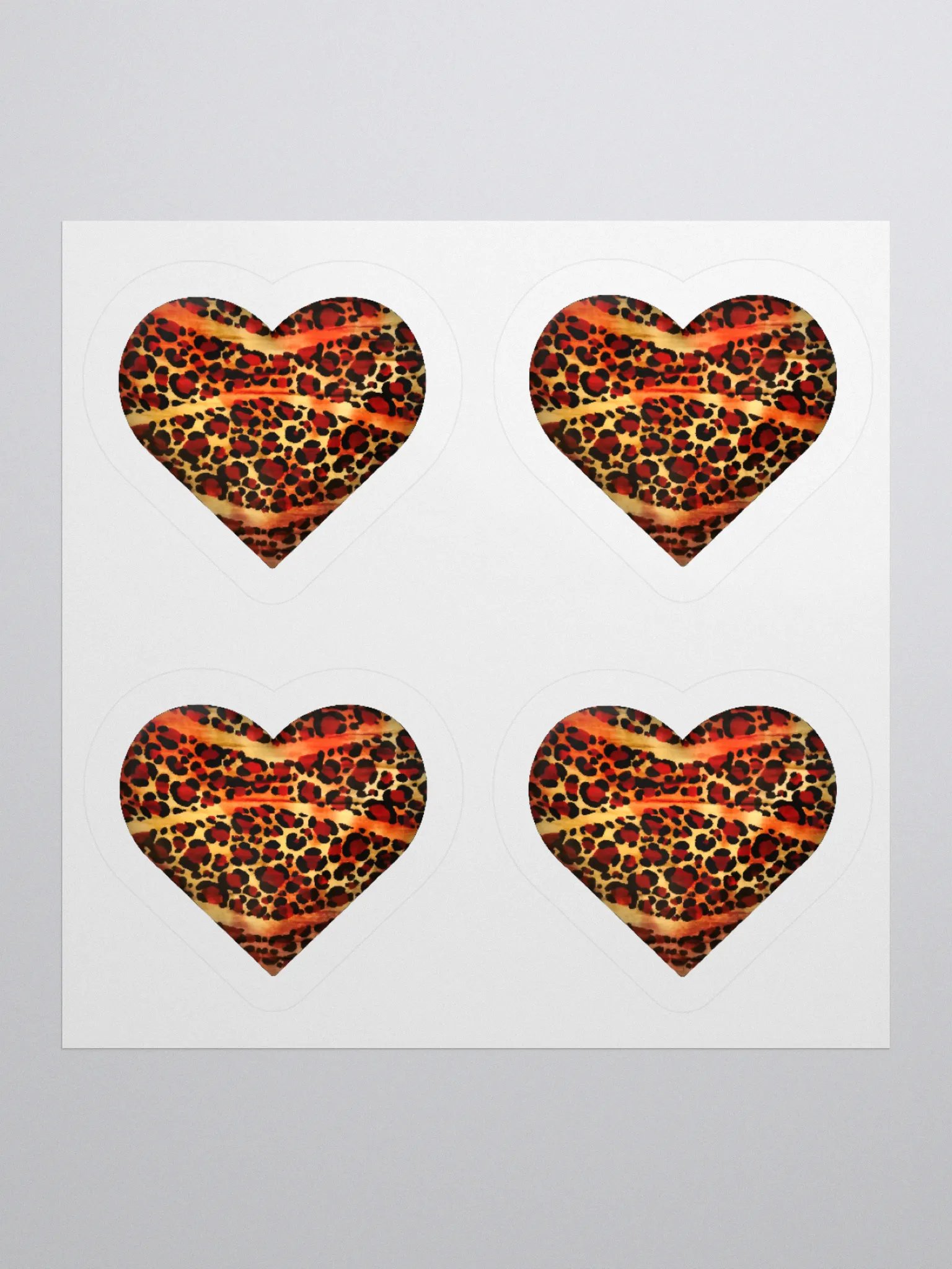 Leopard Skin Red Gold Stripes Heart - Kiss Cut Sticker product image (1)