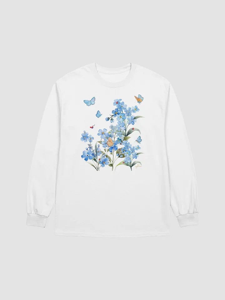 Forget-Me-Not Whispers Long Sleeve Tee | 100% Cotton, Floral Design with Butterflies | Inclusive Sizes product image (1)