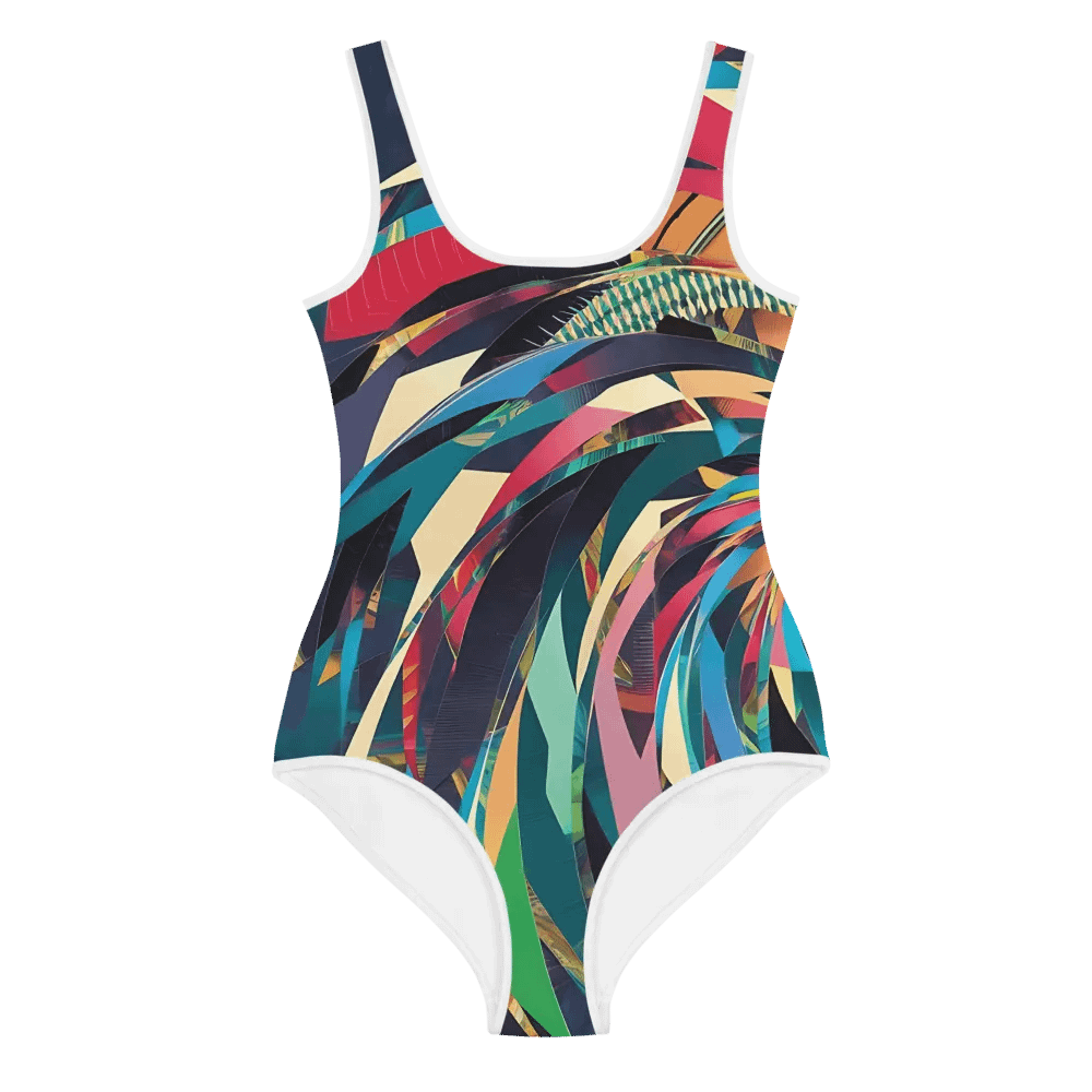 Abstract Lithographic Pattern Design Youth One Piece Swimsuit - V11 product image (1)