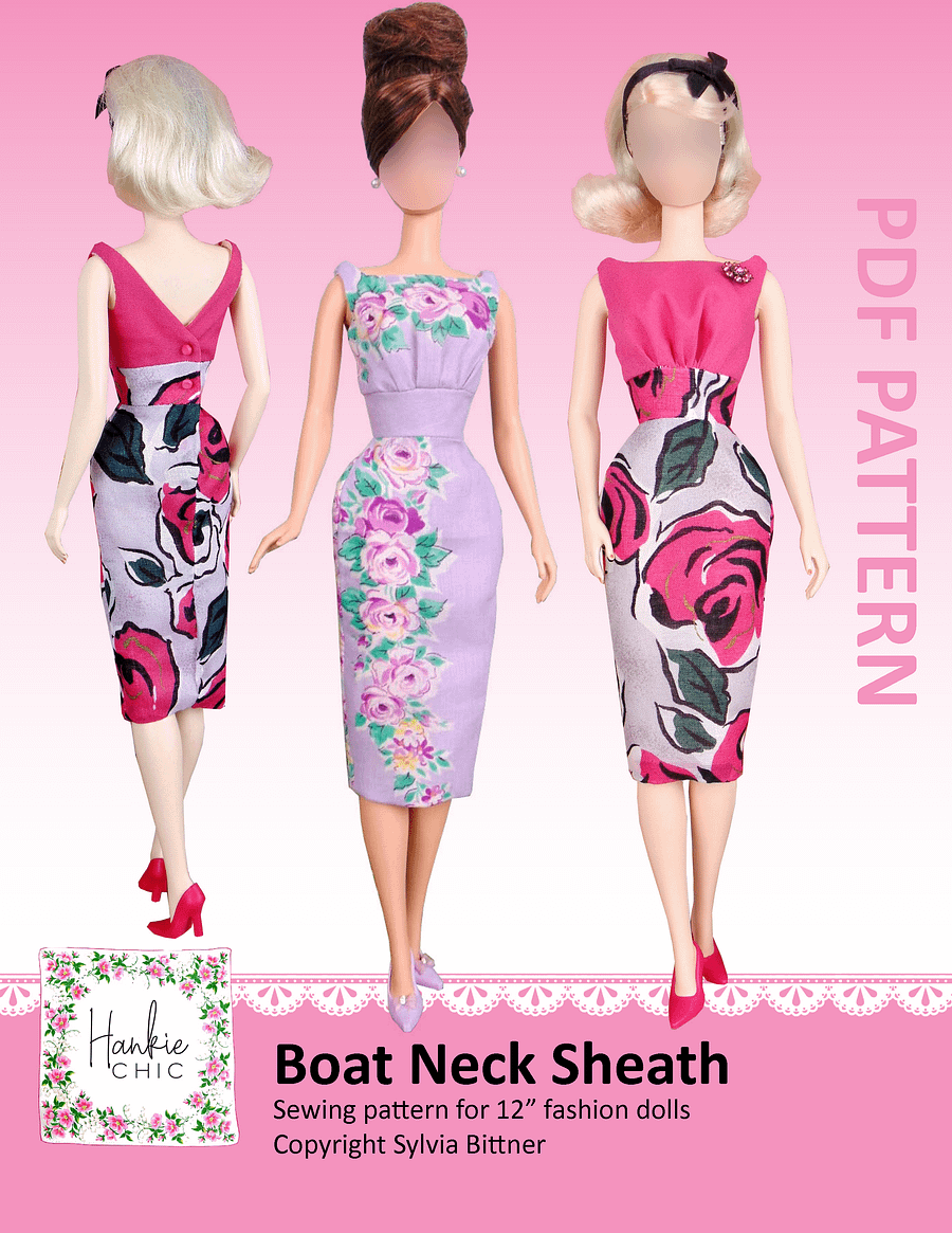 Boat Neck Sheath sewing pattern for 12" fashion dolls product image (1)