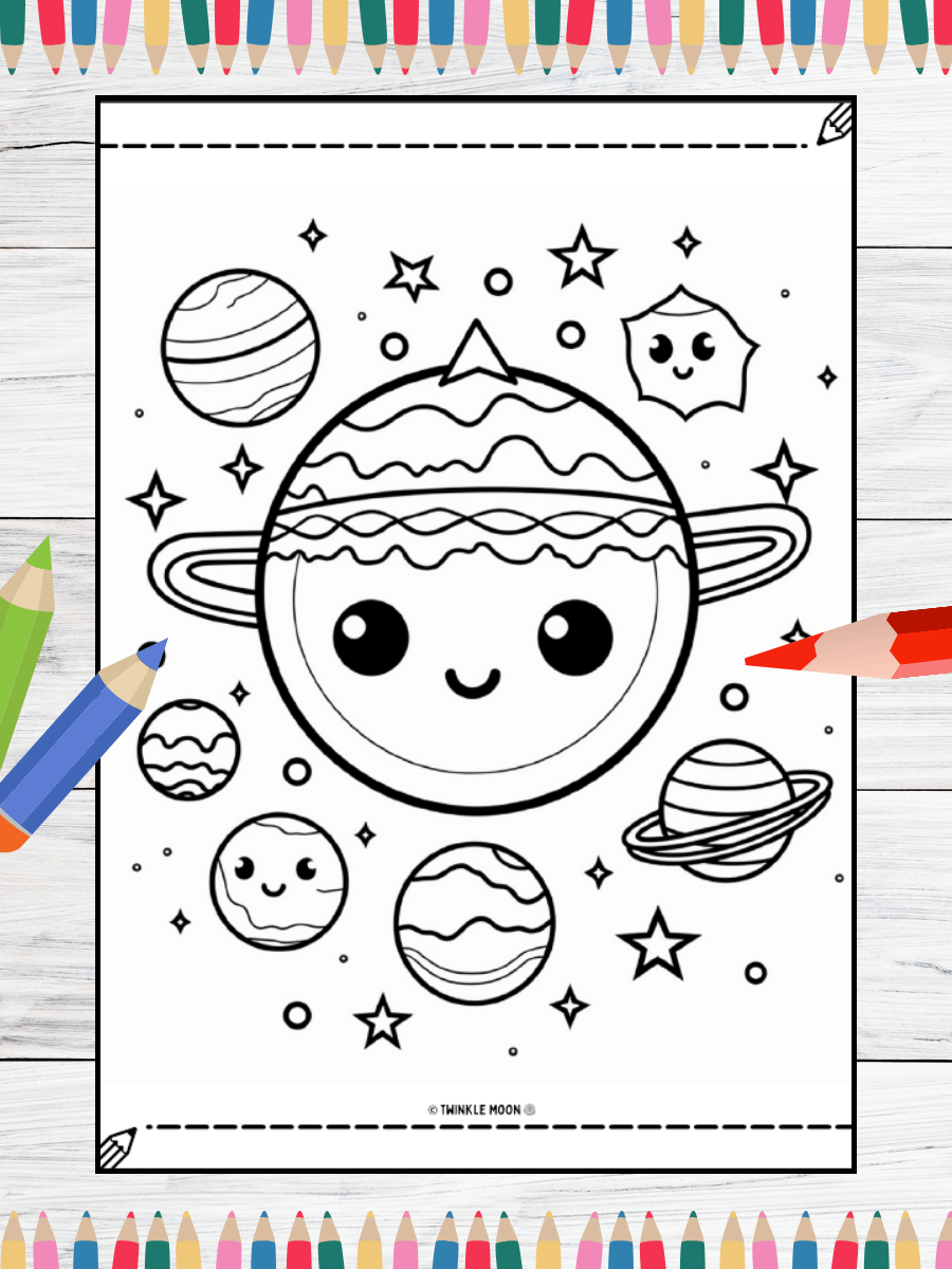 20 Cute Kawaii Space Coloring Pages#2 (PDF Coloring Pages) product image (5)