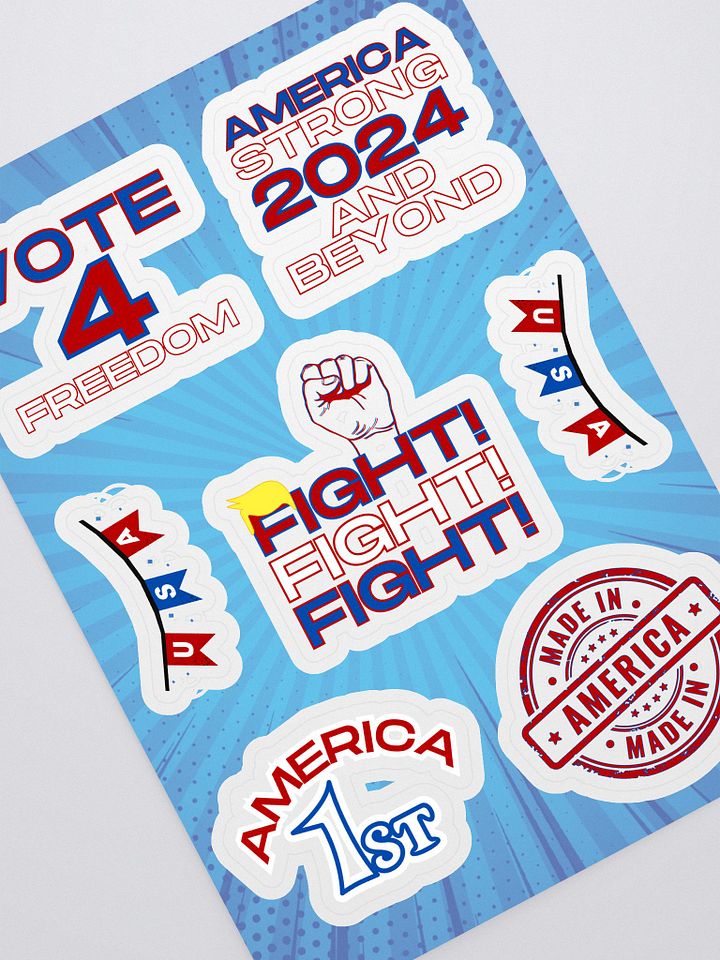 Trump USA Patriot Fight! Fight! Fight! America 1st Vote 4 Freedom Made in America America Strong 2024 and Beyond Sticker Set product image (2)