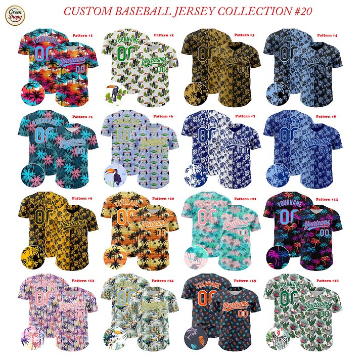 Authentic Baseball Jersey, Custom Baseball Jersey, Personalized Sport Jersey, Hawaiian Multi Colorful, Summer Palm Coconut Ocean product image (1)