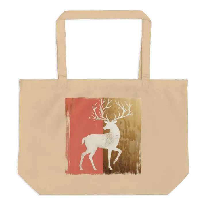 Holiday reindeer charm -organic tote bag product image (1)