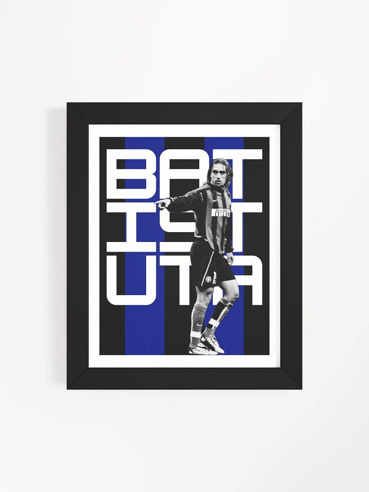 Gabriel Batistuta BW Inter Milan Name Art Framed Print product image (2)