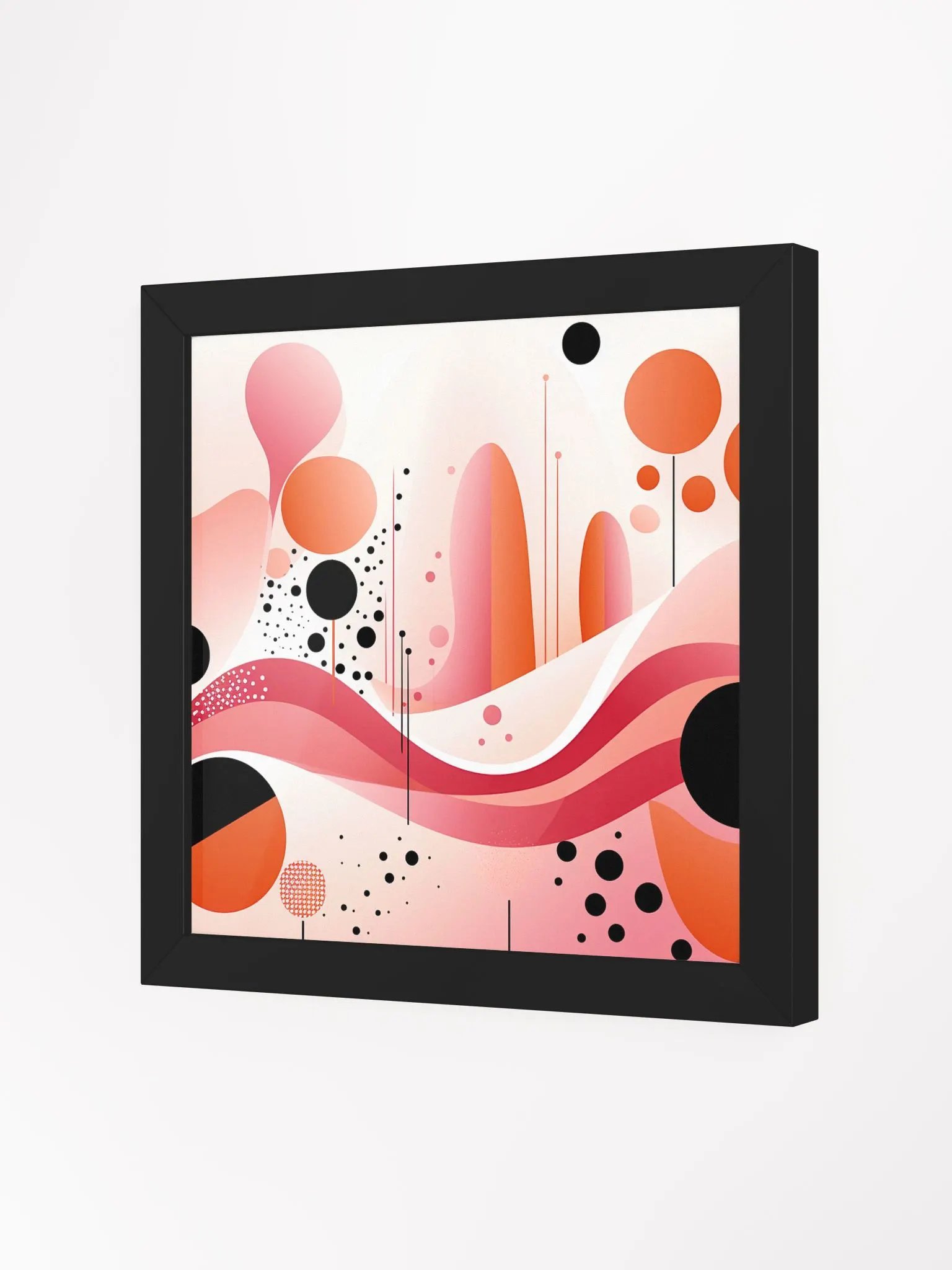 Colorful Pink,Orange and Black Abstract Wall Art product image (17)