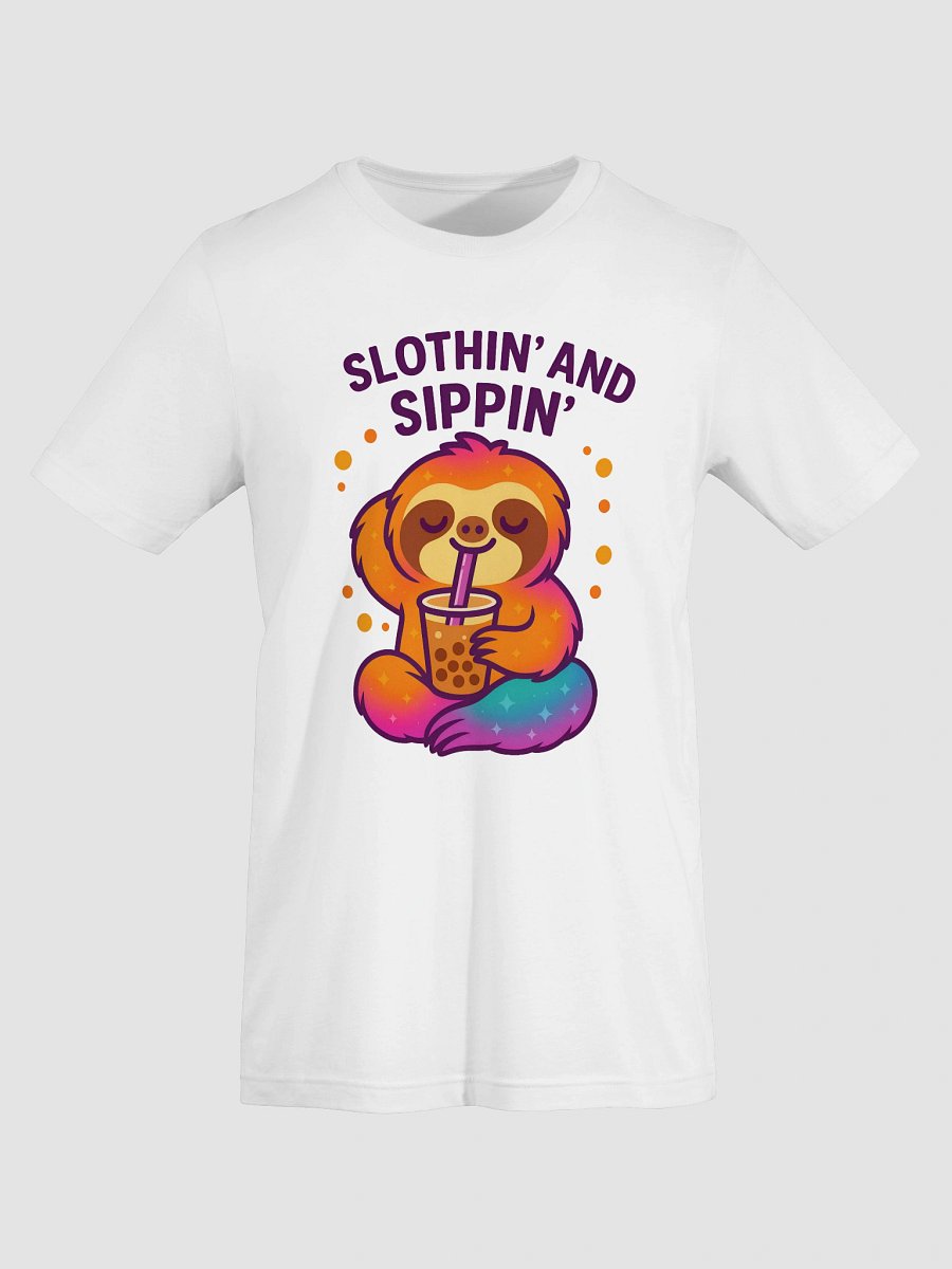 Slothin’ and Sippin’ – Funny Sloth Boba Tea T-Shirt | Sloths Having Snacks Collection product image (7)