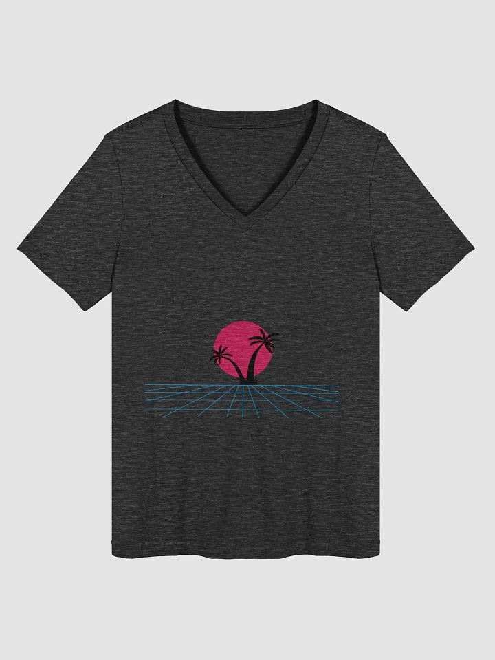 Retro Sunset Palm Women's V-Neck Tee product image (1)