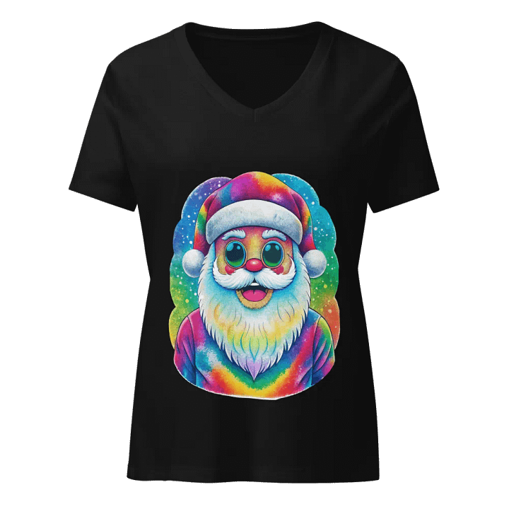 Rainbow Santa Relaxed V-Neck Tee product image (1)
