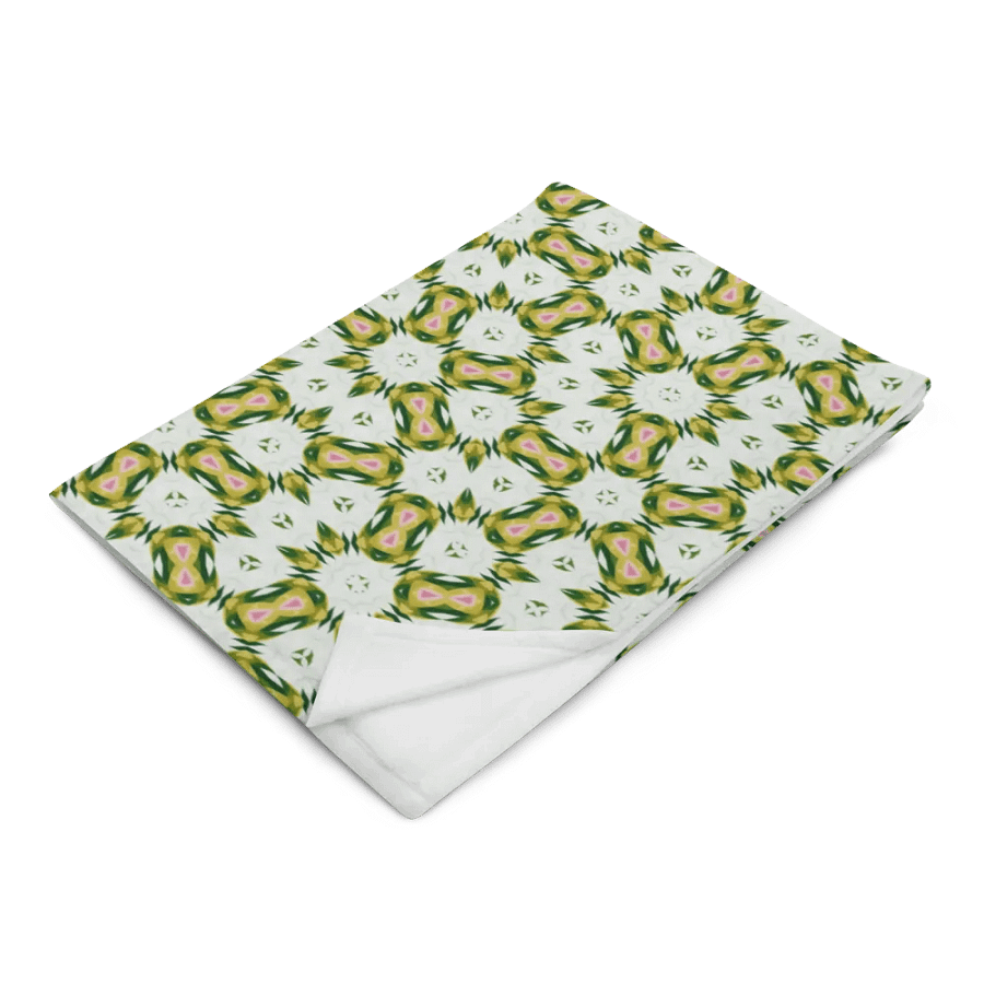 Yellow White Green & Pink Geometric Floral Throw Blanket product image (4)