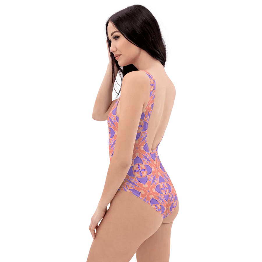 Pastel Orange and Mauve Pattern Swimsuit product image (3)