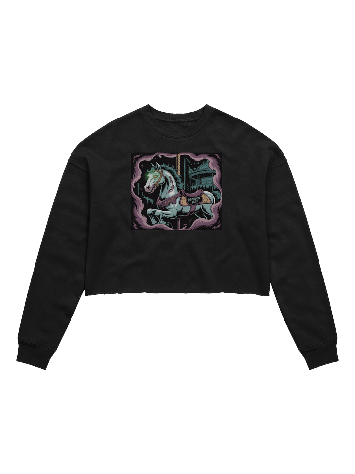 Abandoned Hope Women's Fleece Crop Sweatshirt - Black Gothic Unicorn Design by Midnight Veil Designs product image (1)