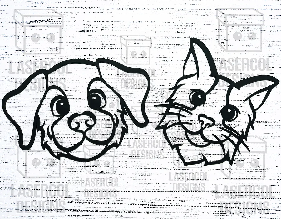 Cute Dog and Cat Wall Art - Laser Cut Files product image (9)