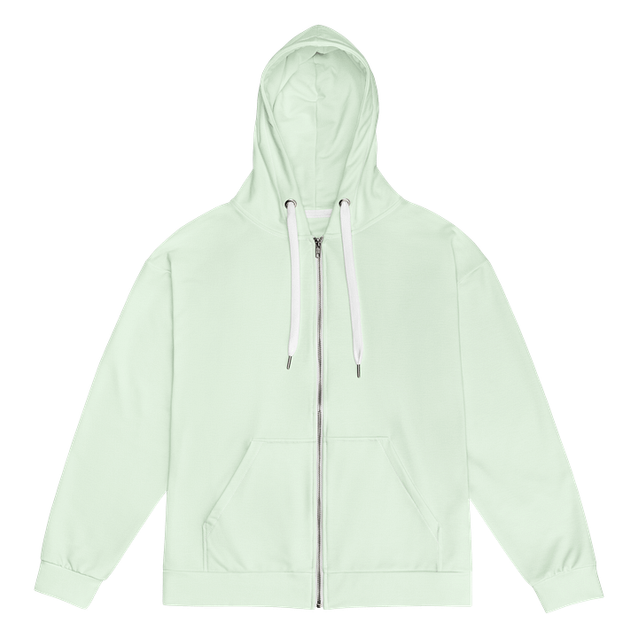 Pastel Mint Green Solid Color Eco Friendly Unisex Zip Hoodie product image (1)