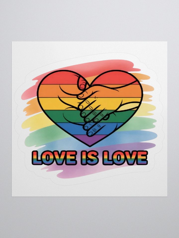 Love Is Love Pride Sticker - Rainbow Hand Heart Design product image (2)