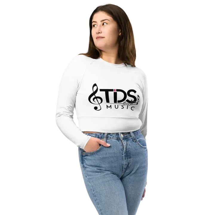 TDS Music Women's White Recycled Long Sleeve Crop Top product image (1)