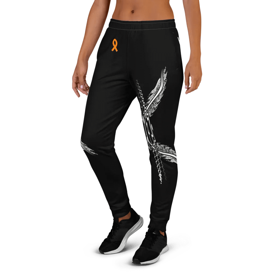 White HApex Gear White Logo Cancer Awareness Orange Ribbon. Black Women's Joggers product image (3)