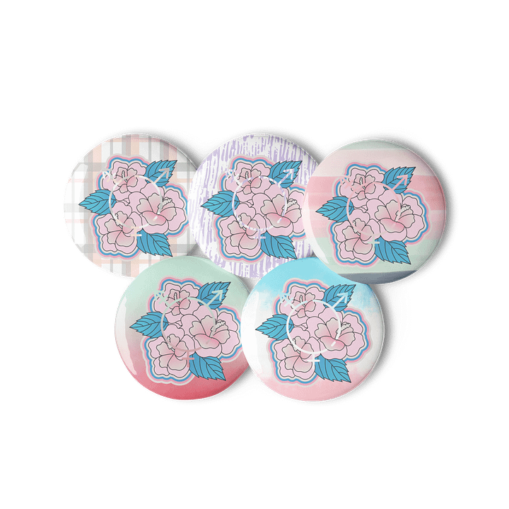 LGBTQIAP2S+ 2025, Trans Flower with Symbol, Pin Buttons product image (3)