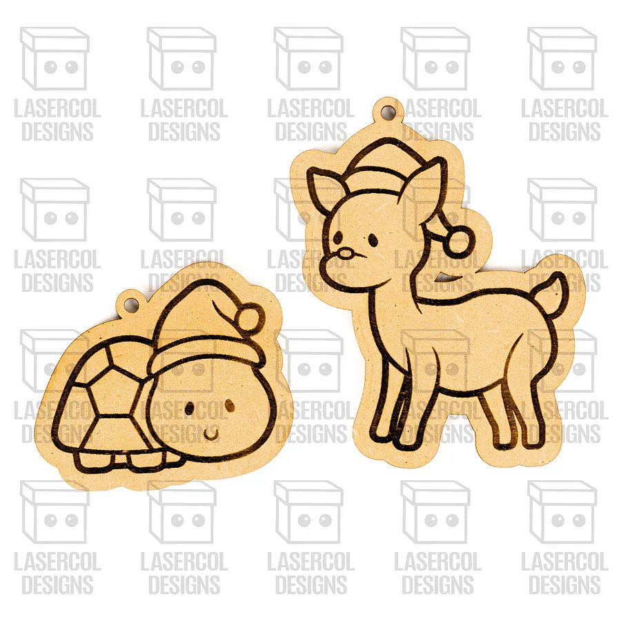 Cute Animals Christmas Ornaments - Laser Cut Files product image (5)