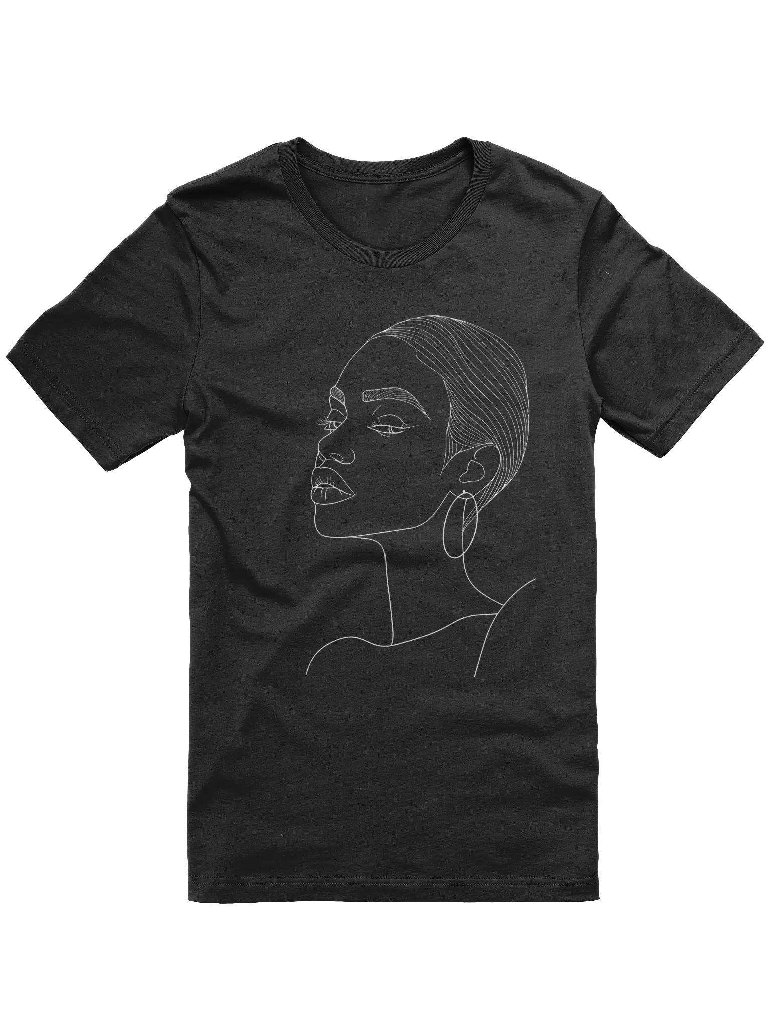 Profile Shaved Black Woman Line Drawing T-Shirt product image (3)