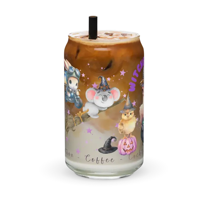 Witches Brew Coven: The Enchanted Gathering Glass Can Tumbler | 16oz | Optional Bamboo Lid & Straw product image (2)