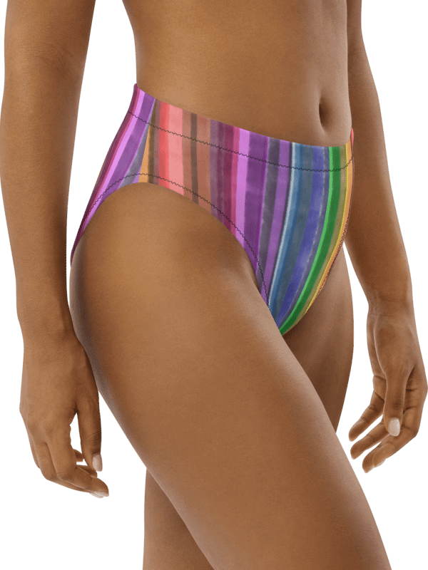 Cool Gouache Striped Eco-Green Bikini Swimsuit Bottoms product image (2)
