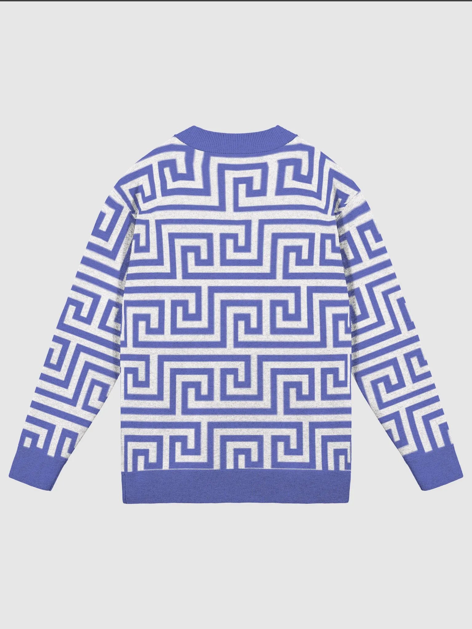 Blue Greek Key Knitted Classic Cardigan product image (2)