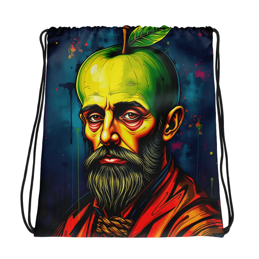 Surreal green apple, taking it to another level, Drawstring Bag product image (1)