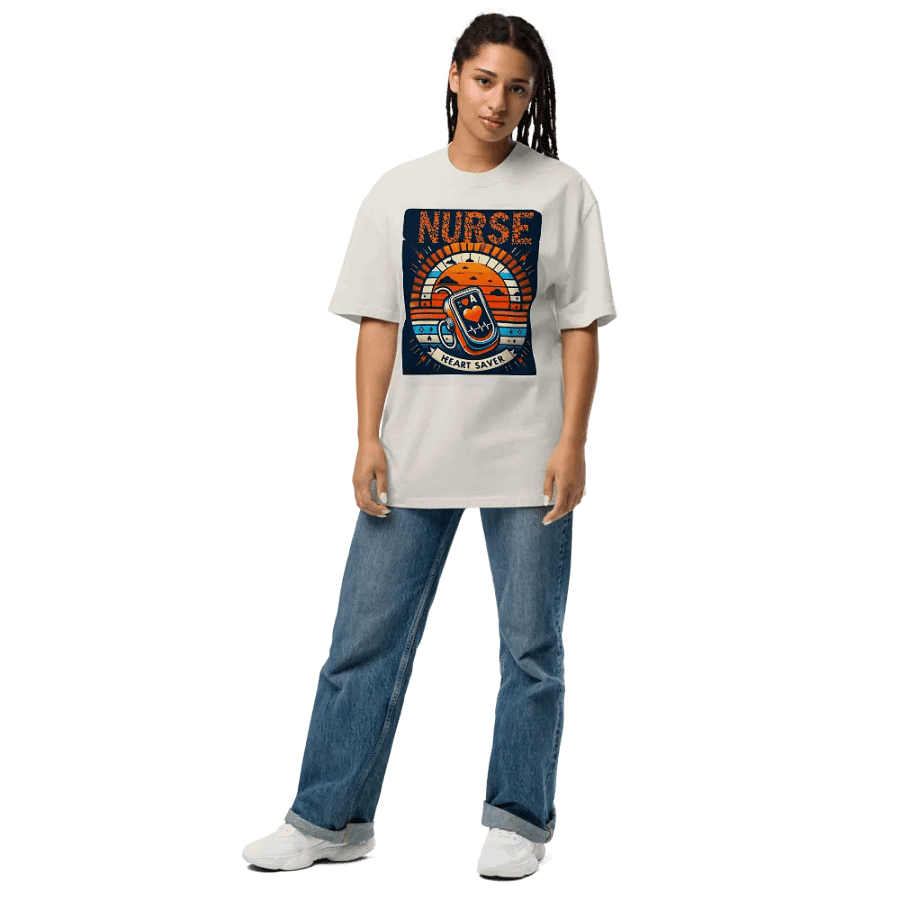 Heart Saver Retro Nurse Oversized Tee product image (7)