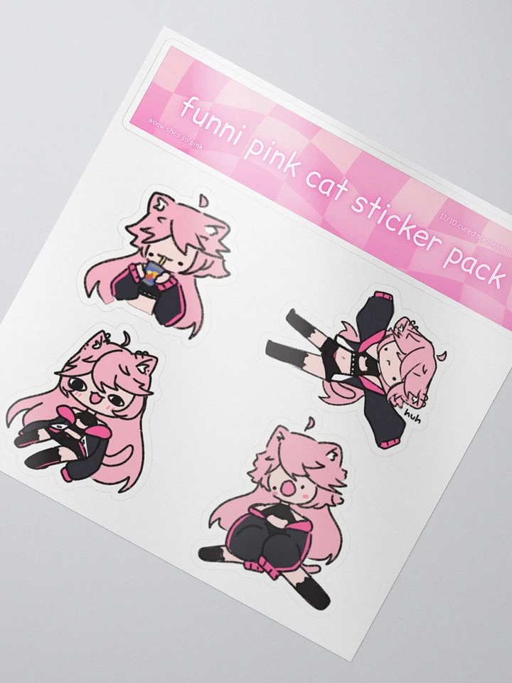 funni pink cat sticker pack | number 1 product image (2)