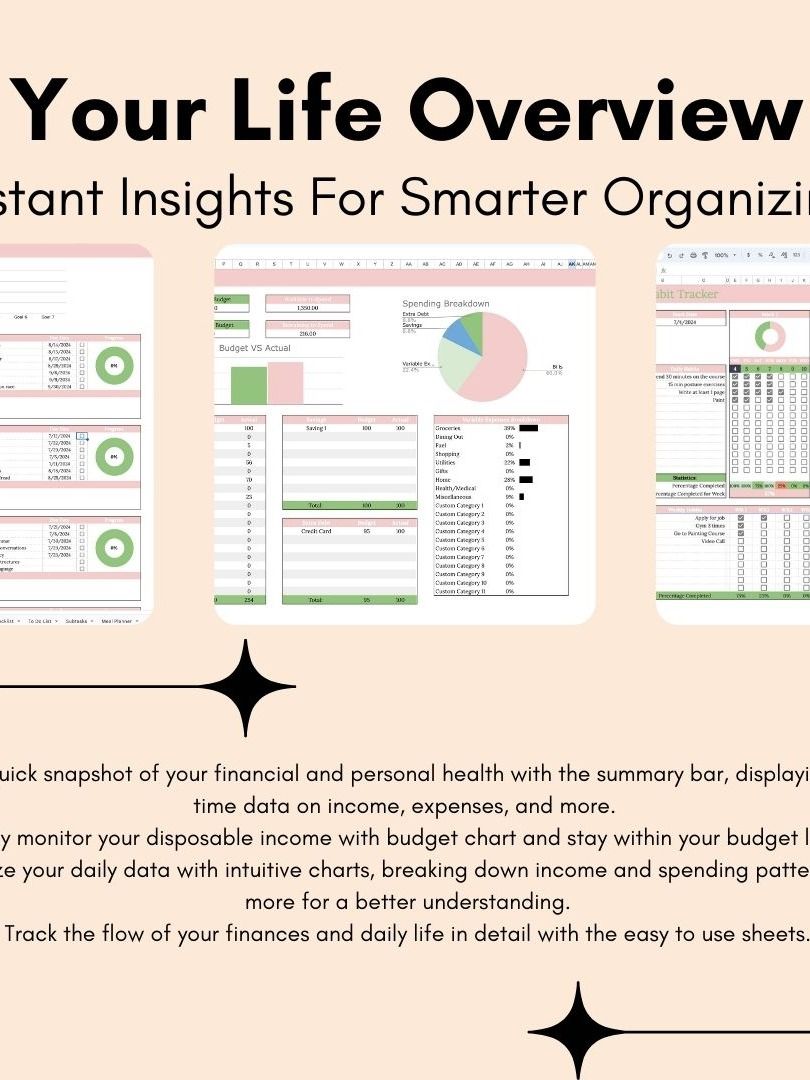 Life Planner Digital Template Google Sheets, Digital Life Planner, Easy Pastel Life Planner for Google Sheet Budget Spreadsheet product image (3)