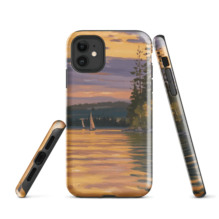 Sunset Lake Sailing, Tough Case for iPhone® by Allcolor product image (1)
