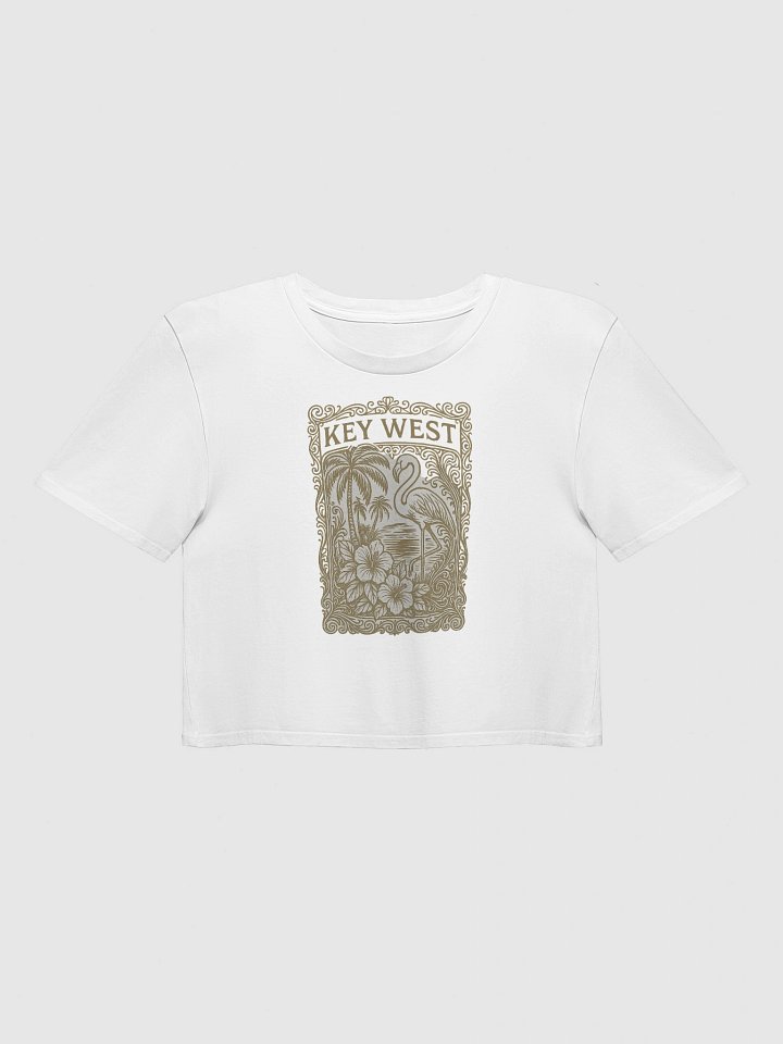 Key West Tropical Ladies Crop Top with Flamingo and Hibiscus product image (1)