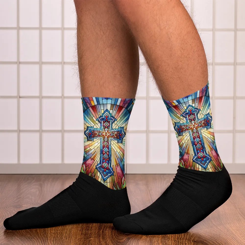 Stain-glass Style Cross - Socks product image (10)