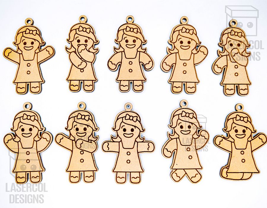 Gingerbread Cookies Christmas Ornaments Set 2 - Laser Cut Files product image (9)