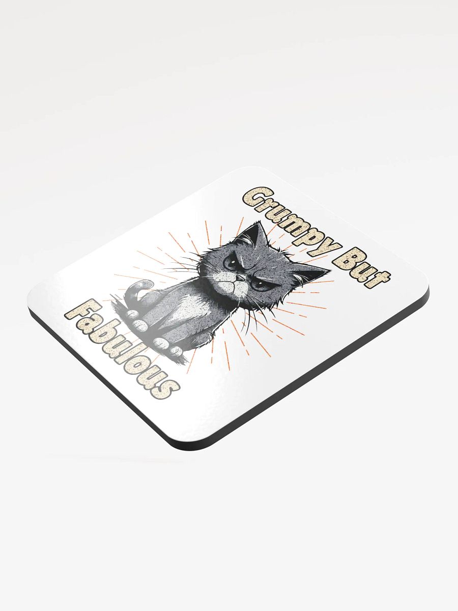 Grumpy But Fabulous Cat Glossed Cork Coaster product image (4)