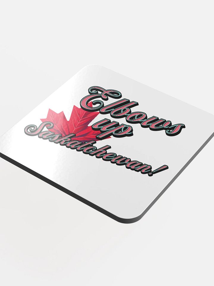 Elbows Up Maple Leaf Saskatchewan Canadian Pride Glossed Cork Coaster product image (1)