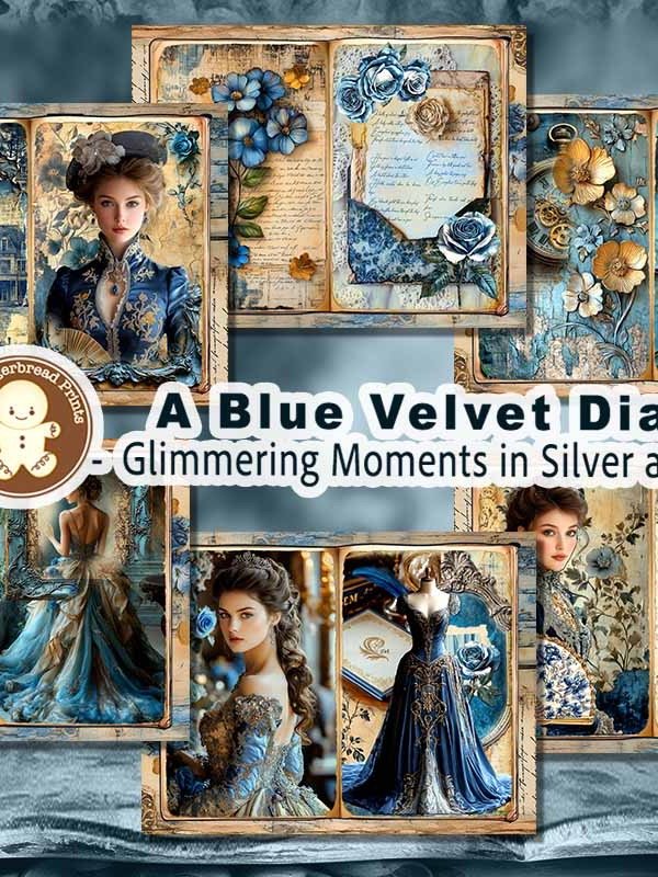 A Blue Velvet Diary Journal kit digital Download product image (7)